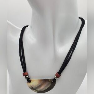 Mother of pearl abalone shell half moon necklace‎ N0301